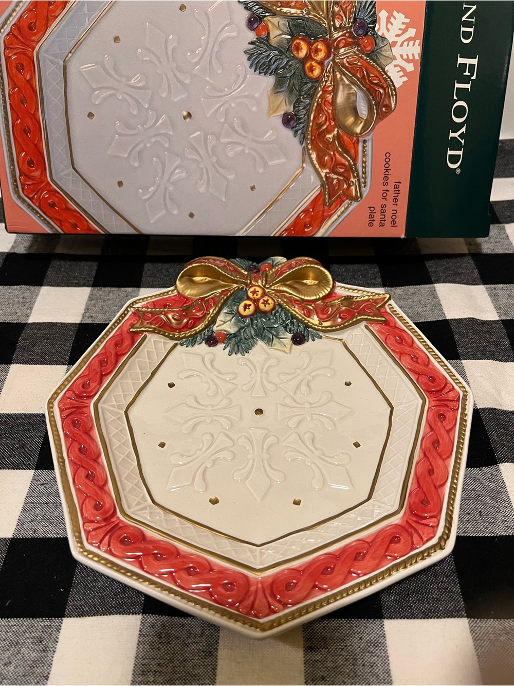 NWT FITZ & FLOYD FATHER NOEL COOKIES FOR SANTA PLATE.
